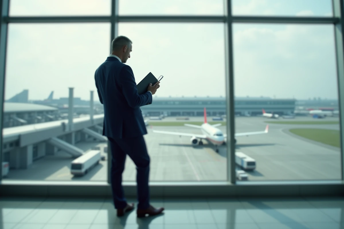 Agent de football regardant son smartphone à l