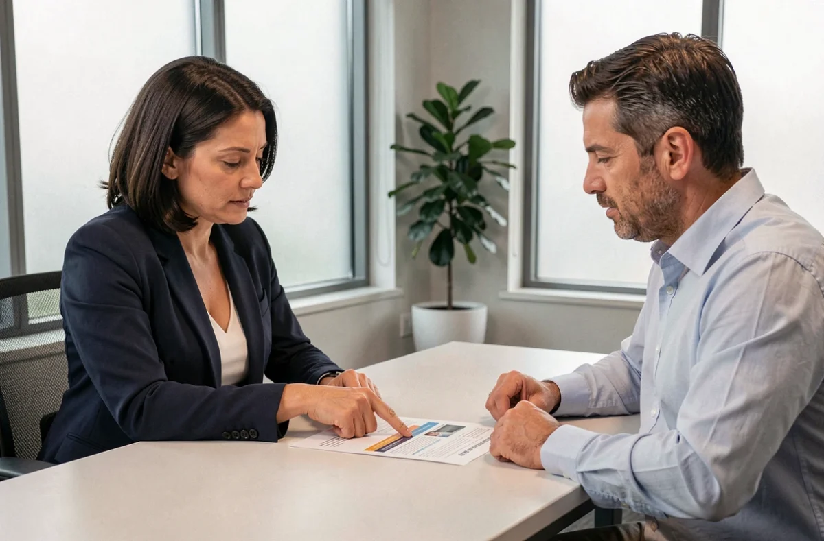 Femme consultant un conseiller en assurance pour choisir la meilleure formule bol d'or en 2026