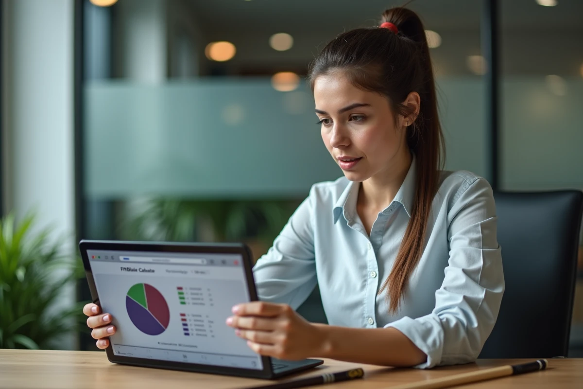 Jeune femme analysant des valeurs d