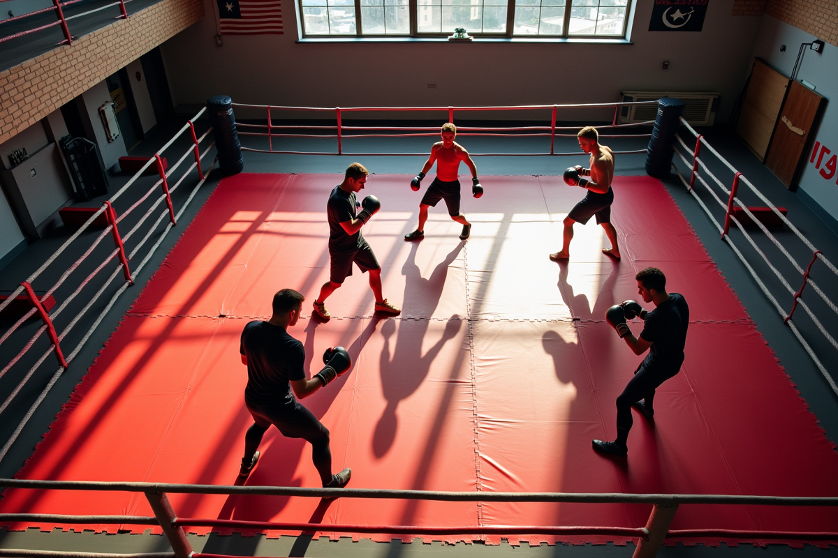 Groupe en séance de clin en thai boxing à Strasbourg