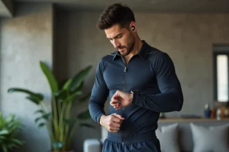 Homme sportif en entraînement dans un appartement moderne