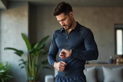 Homme sportif en entraînement dans un appartement moderne