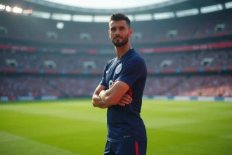 Footballeur français confiant sur le terrain