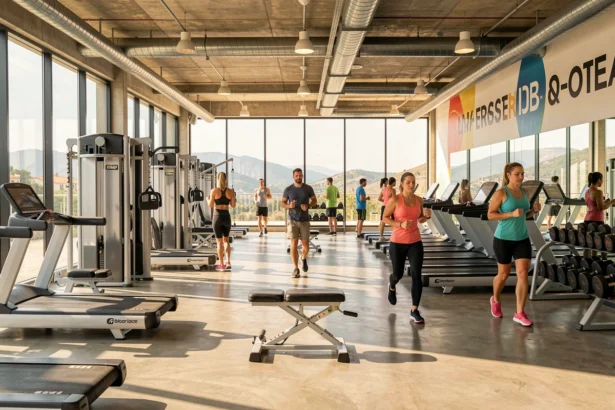 Vue panoramique d'une salle de musculation moderne en Provence-Alpes-Côte d'Azur avec équipements professionnels